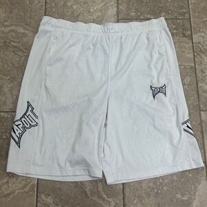 Tapout MMA Training Shorts Mens White Tonal Logo Print Athletic Gym Grappling XL